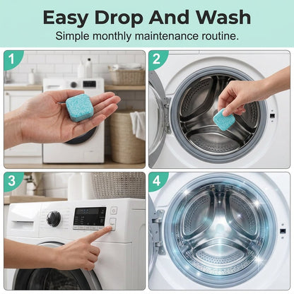 12 Count Washing Machine Cleaner Tablets - Fragrance-Free Pet Odor & Hair Remover, Septic Safe