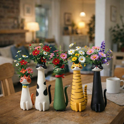 🔥 😻Handcrafted & Hand-Painted Quirky Ceramic Cat Vase