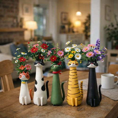 🔥 😻Handcrafted & Hand-Painted Quirky Ceramic Cat Vase