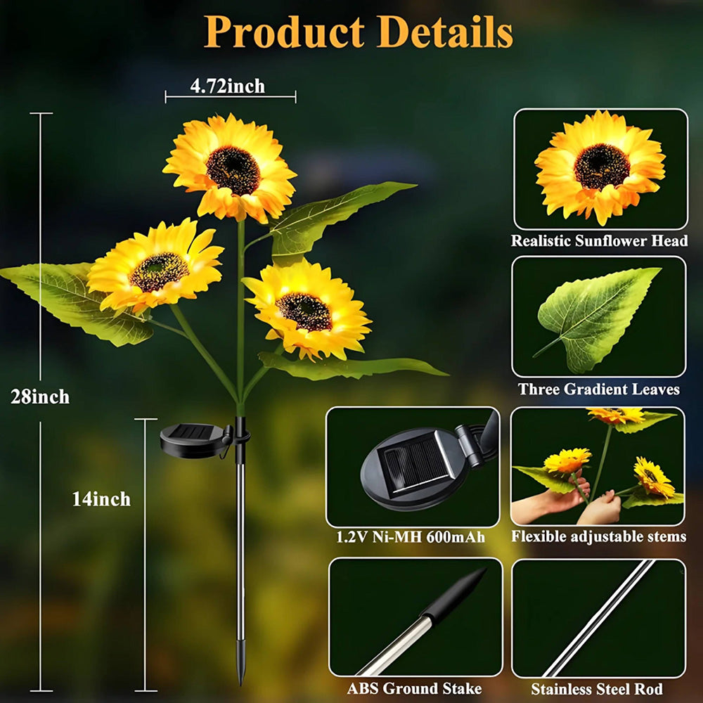 Last Day Buy 1 Get 1 FREE🌻 Waterproof Sunflower Solar Lights for Garden, Patio & Backyard Decor