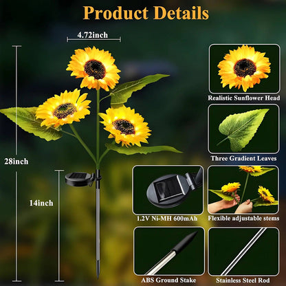 Last Day Buy 1 Get 1 FREE🌻 Waterproof Sunflower Solar Lights for Garden, Patio & Backyard Decor