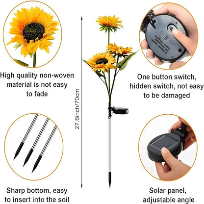 Last Day Buy 1 Get 1 FREE🌻 Waterproof Sunflower Solar Lights for Garden, Patio & Backyard Decor